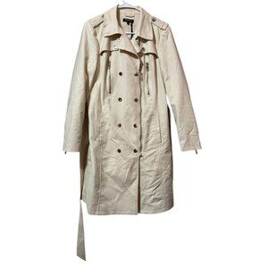 Morgan de Toi Women Size 44 Long Trench Coat Zipper Buttons Luxury Professional